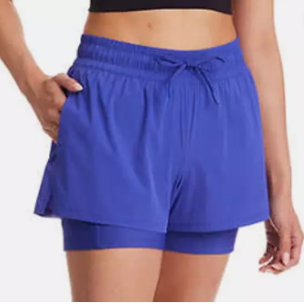 SPYDER Women Blue Athletic Shorts, Size L